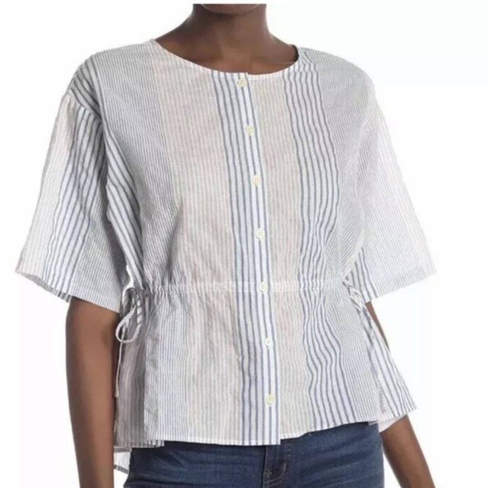 Madewell Striped Drawstring Waist Top